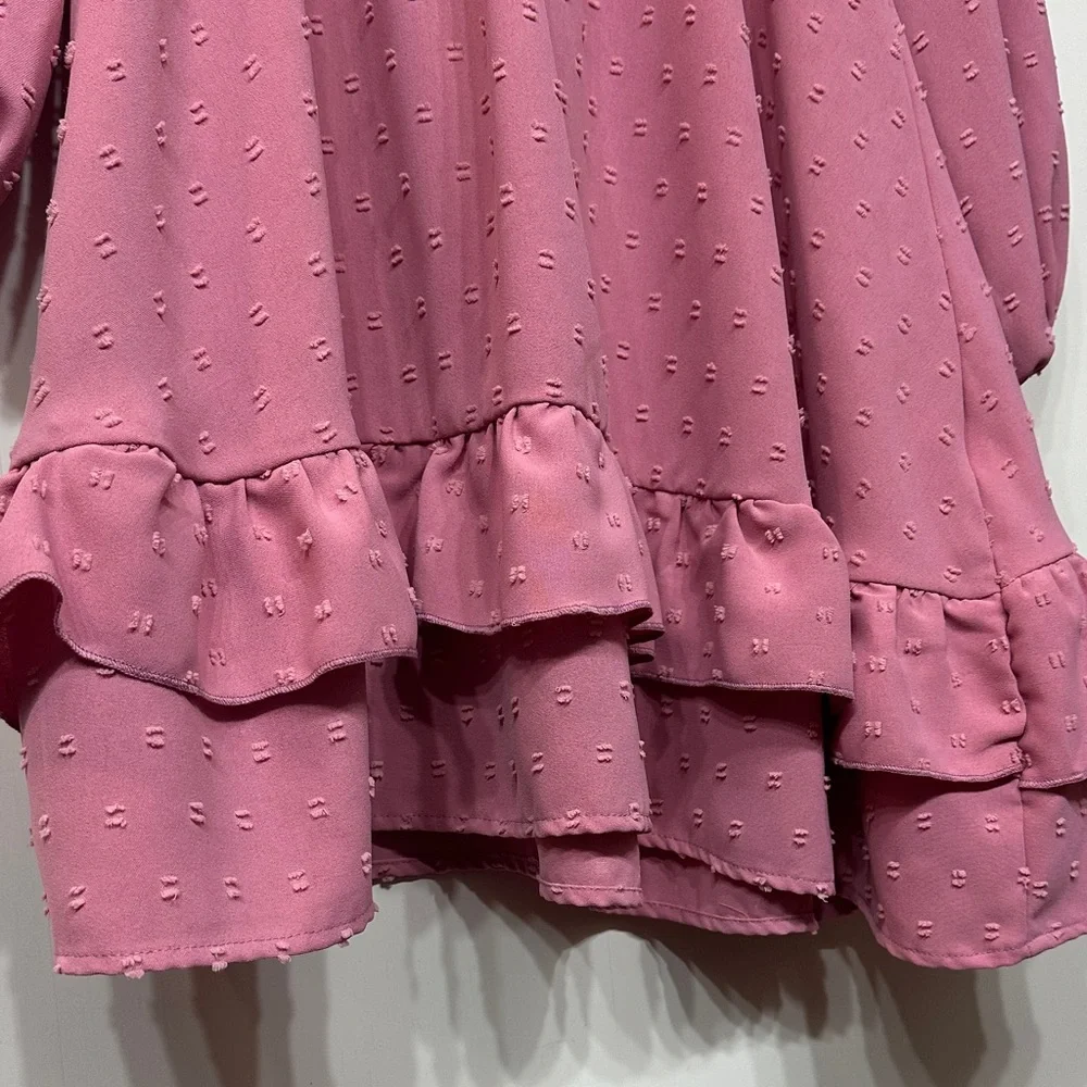 Pink Western Ruffle Mini Dress - Picture 4 of 6